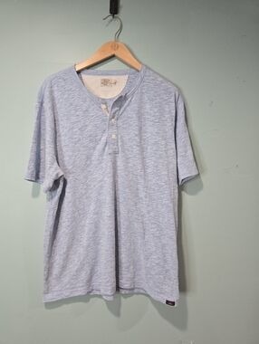 Faherty Heathered Blue Casual Coastal Preppy Men's Henley Tee Shirt Mens XL